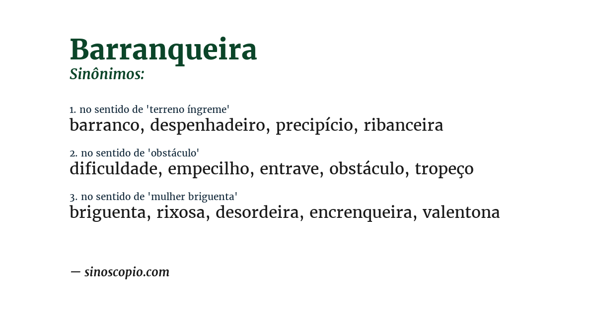 Sinônimo de barranqueira