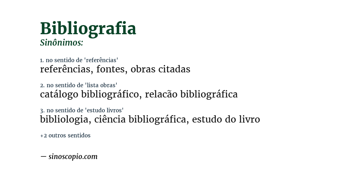 Sinônimo de bibliografia