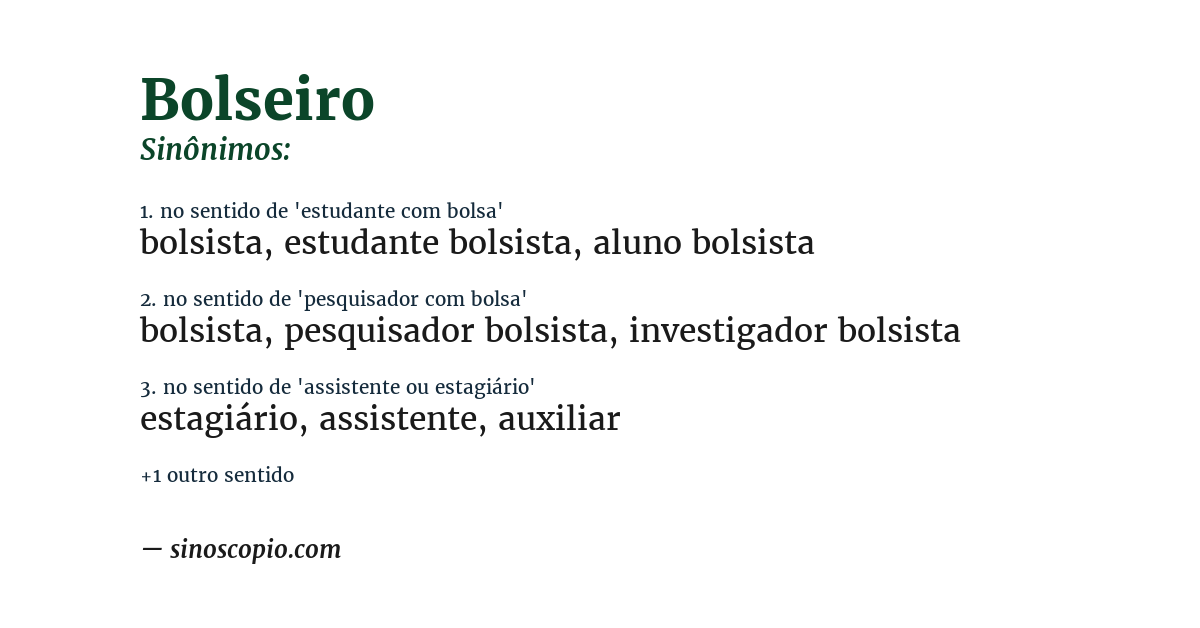 Sinônimo de bolseiro