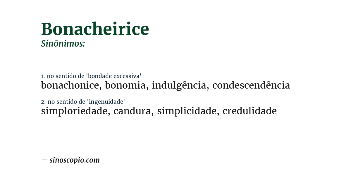 Sinônimo de bonacheirice