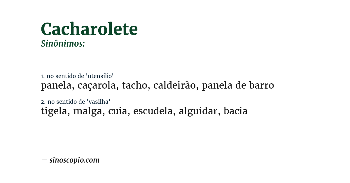 Sinônimo de cacharolete