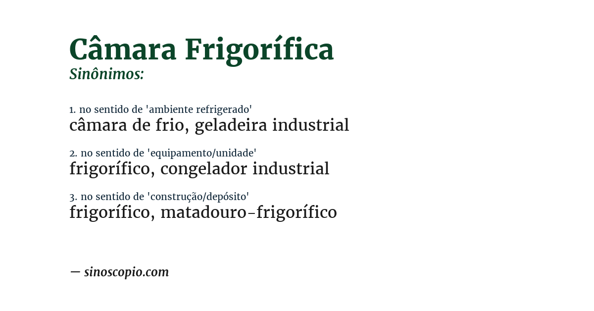 Sinônimo de câmara frigorífica