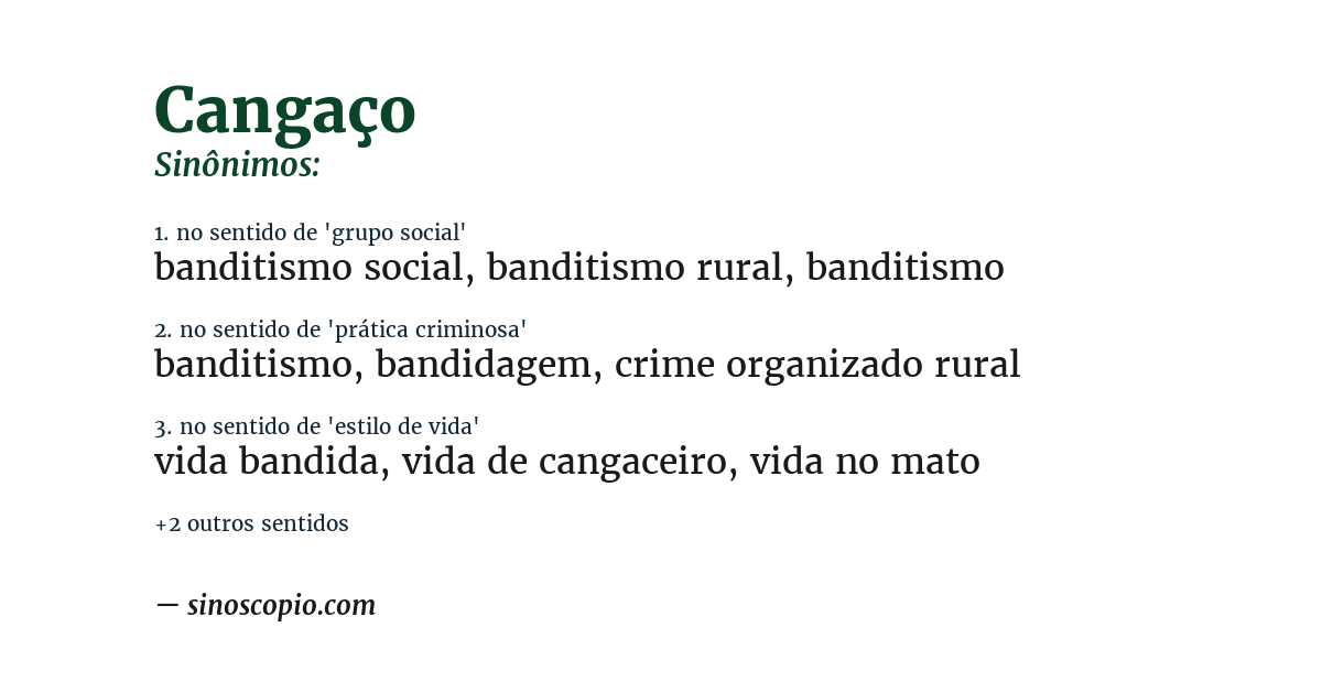 Sinônimo de cangaço