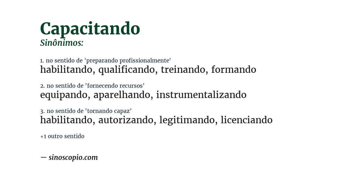Sinônimo de capacitando