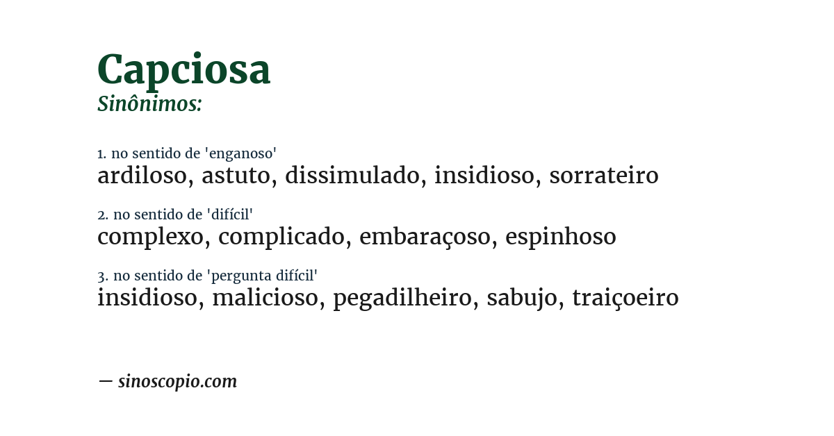 Sinônimo de capciosa