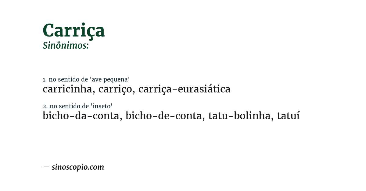 Sinônimo de carriça