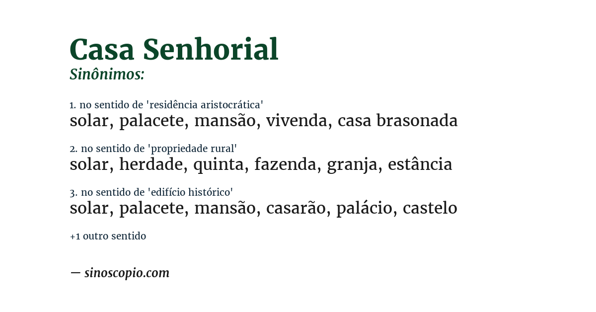 Sinônimo de casa senhorial