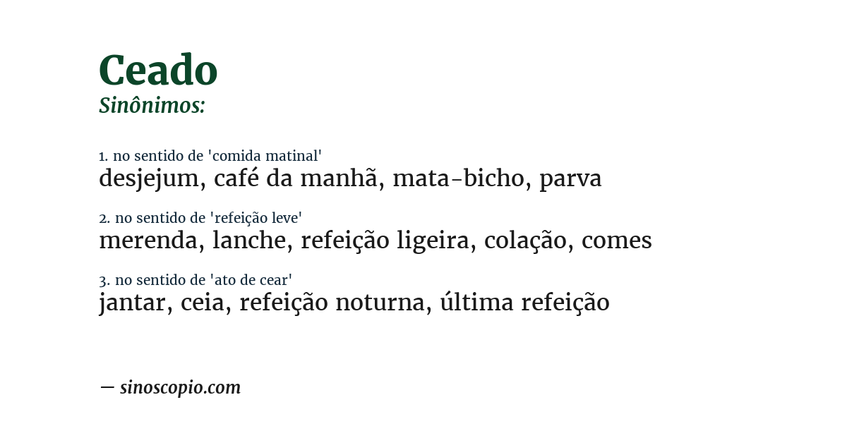 Sinônimo de ceado
