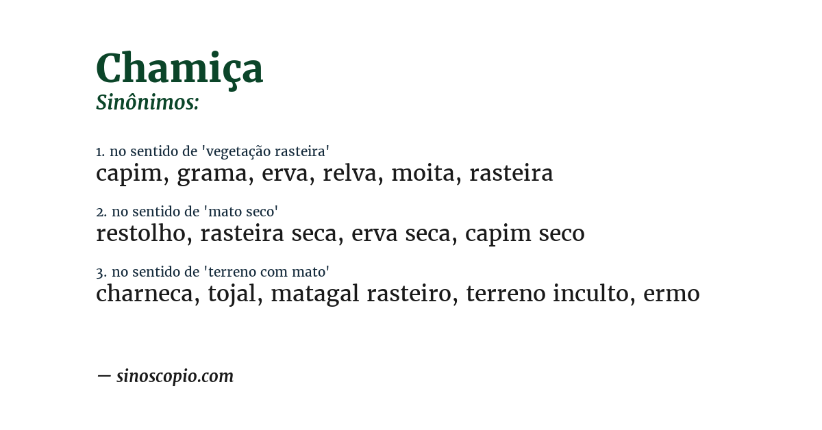 Sinônimo de chamiça
