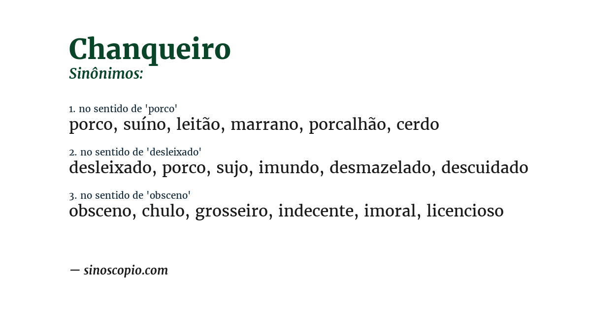 Sinônimo de chanqueiro