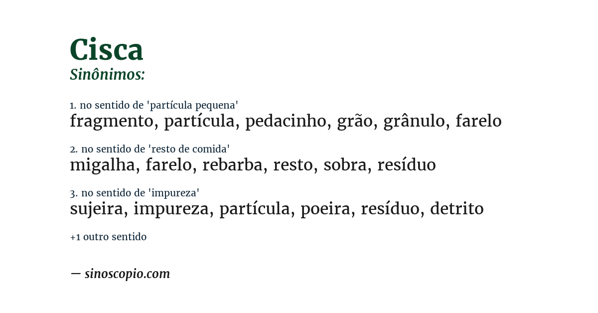 Sinônimo de cisca