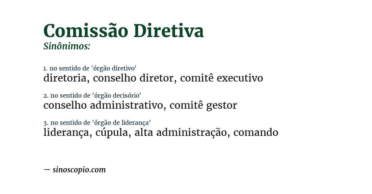 Sinônimo de comissão diretiva