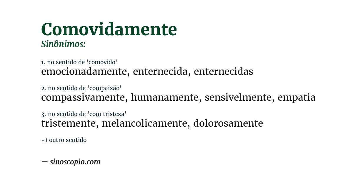 Sinônimo de comovidamente