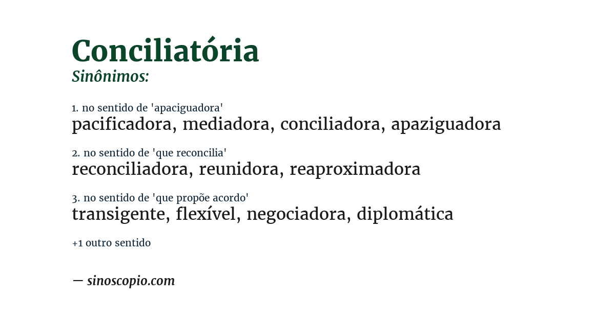 Sinônimo de conciliatória