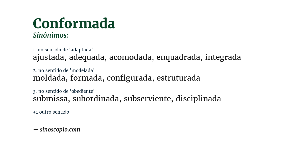 Sinônimo de conformada