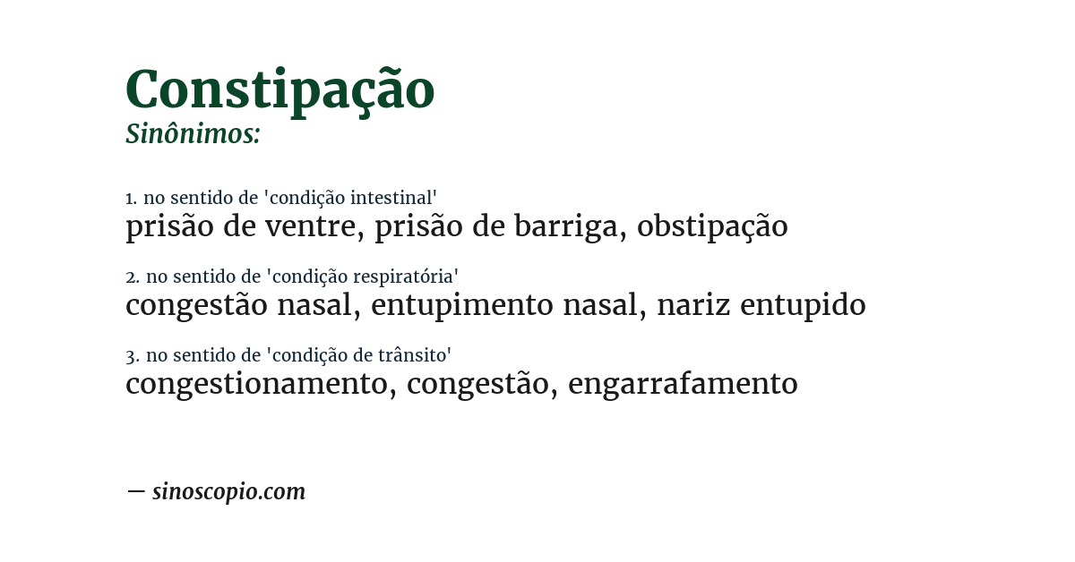 Sinônimo de constipação