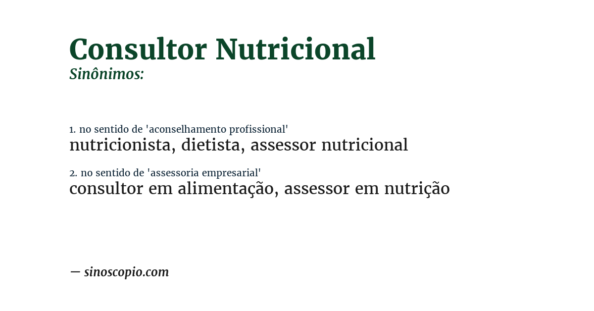 Sinônimo de consultor nutricional