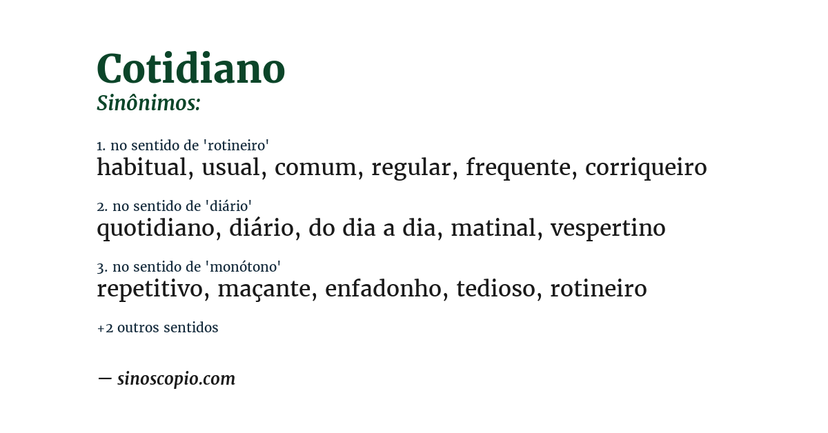 Sinônimo de cotidiano