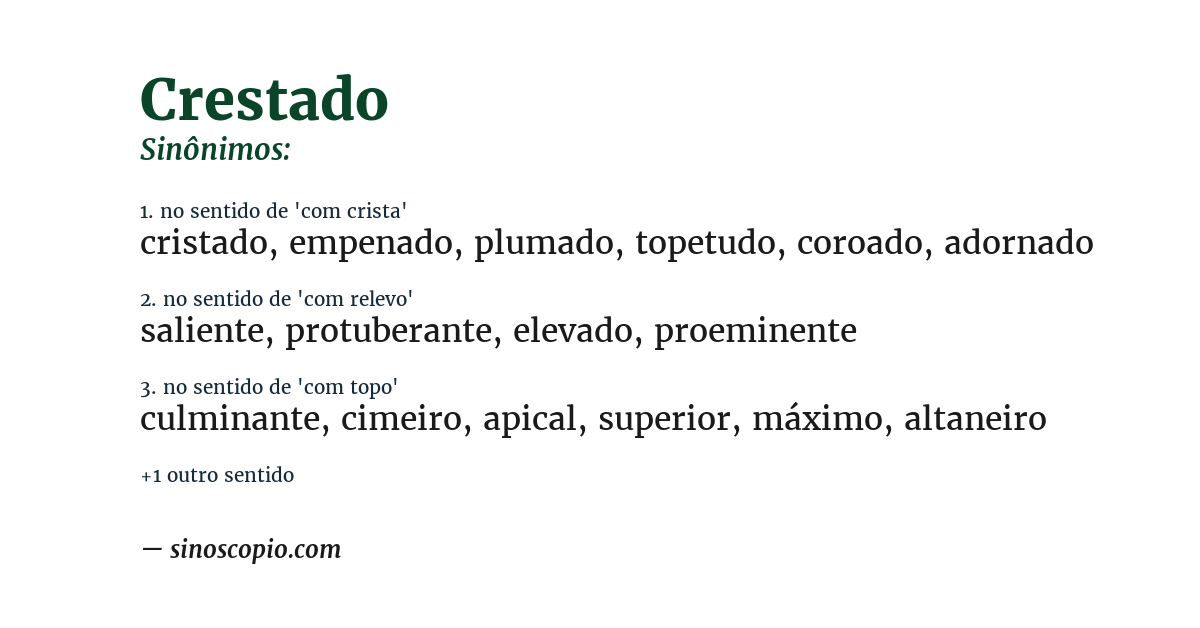 Sinônimo de crestado