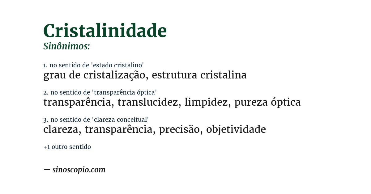 Sinônimo de cristalinidade