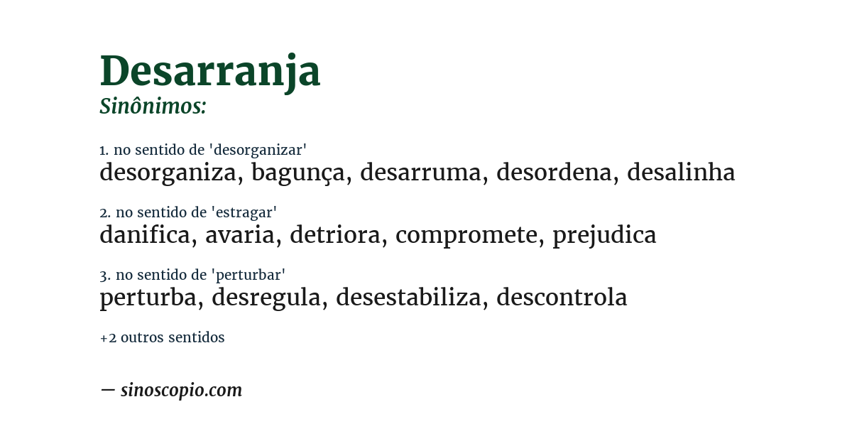 Sinônimo de desarranja