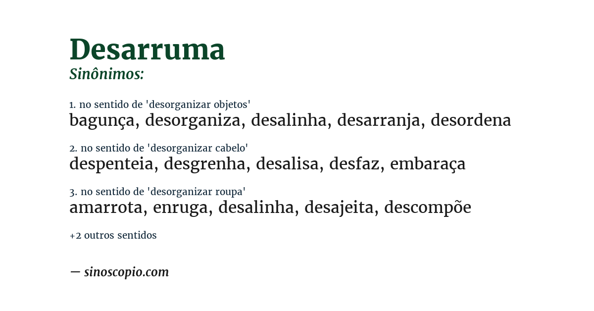 Sinônimo de desarruma