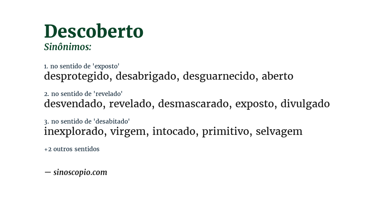 Sinônimo de descoberto