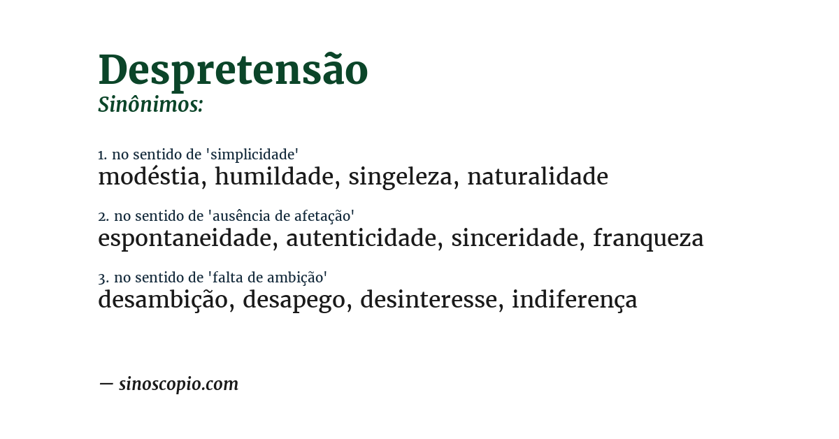 Sinônimo de despretensão