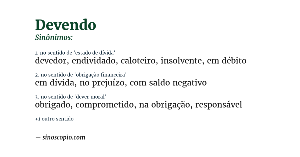 Sinônimo de devendo
