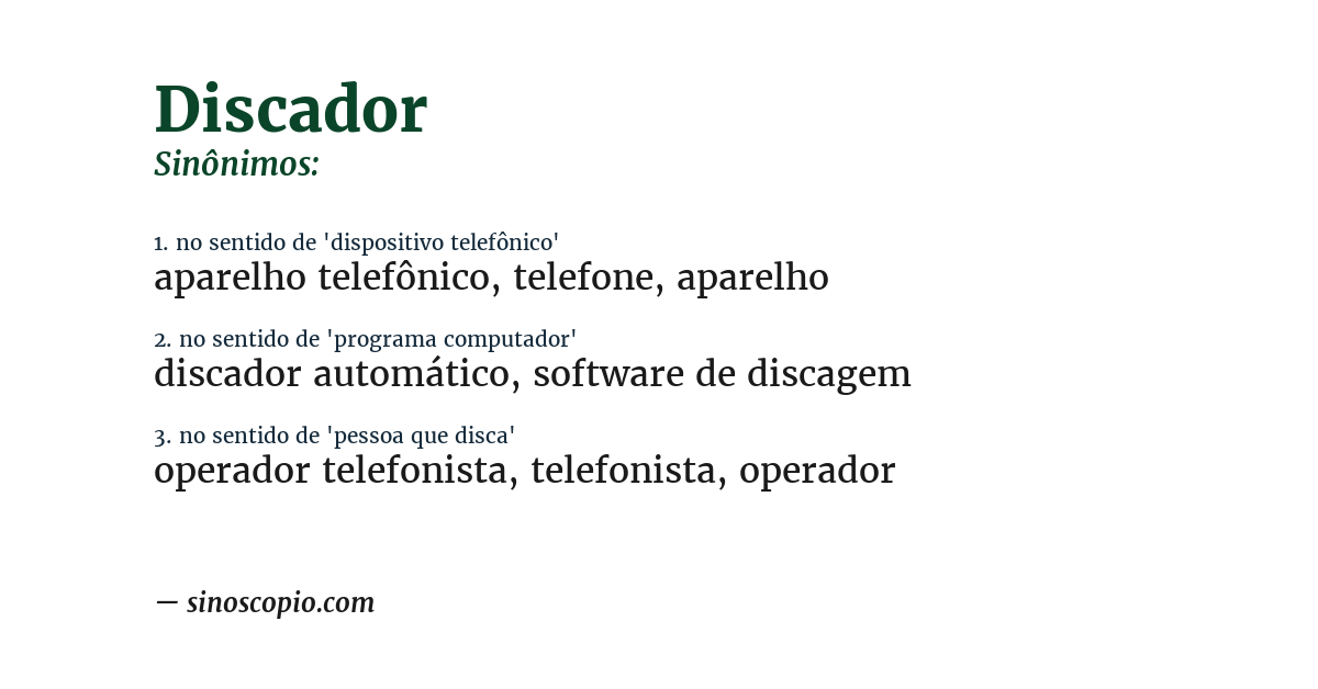 Sinônimo de discador