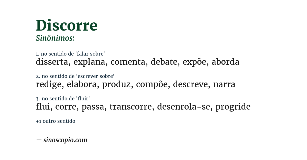 Sinônimo de discorre