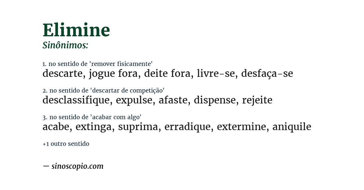 Sinônimo de elimine