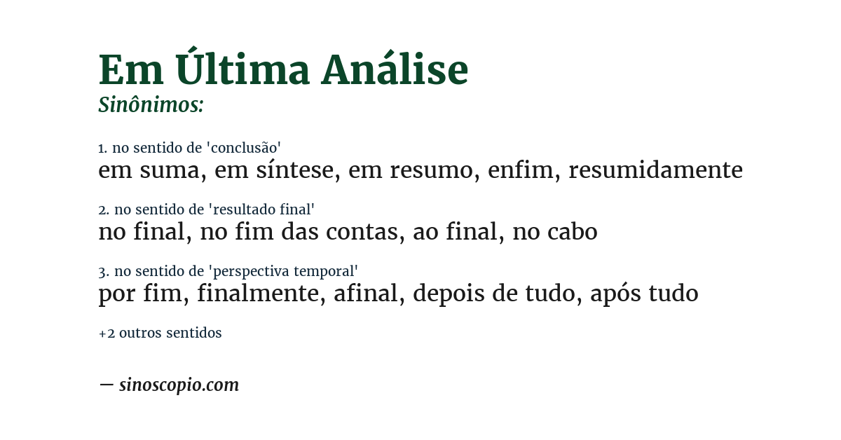 Sinônimo de em última análise