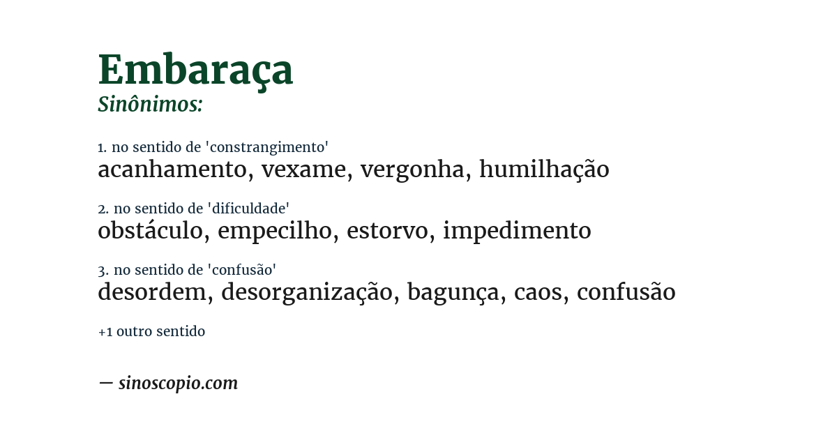 Sinônimo de embaraça