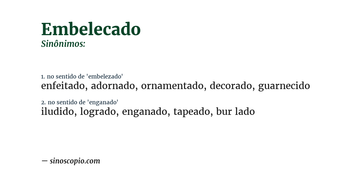 Sinônimo de embelecado