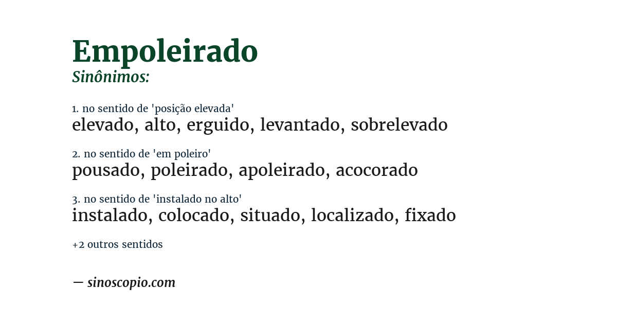 Sinônimo de empoleirado