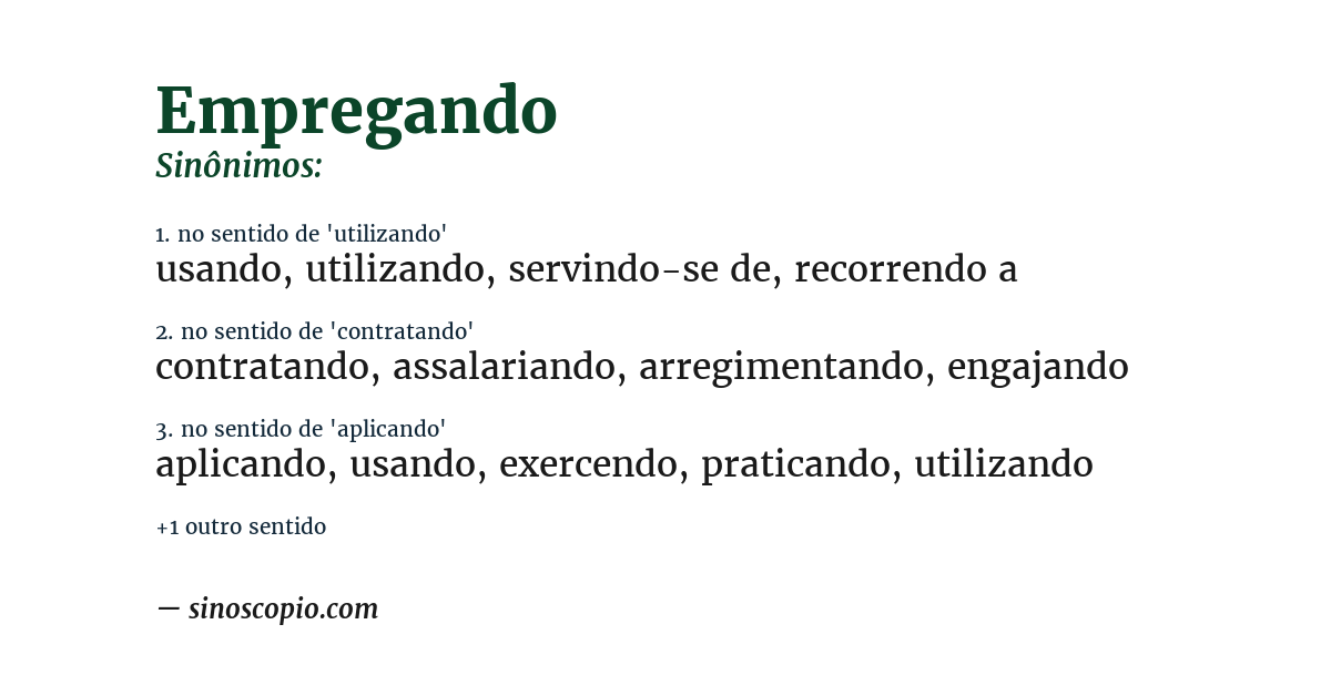 Sinônimo de empregando