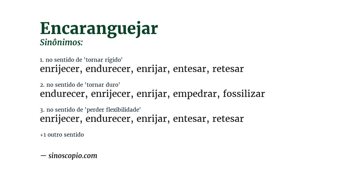 Sinônimo de encaranguejar