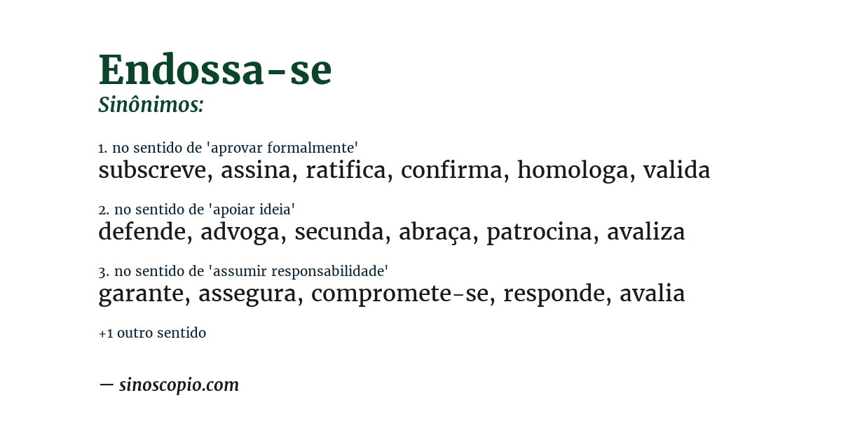 Sinônimo de endossa-se