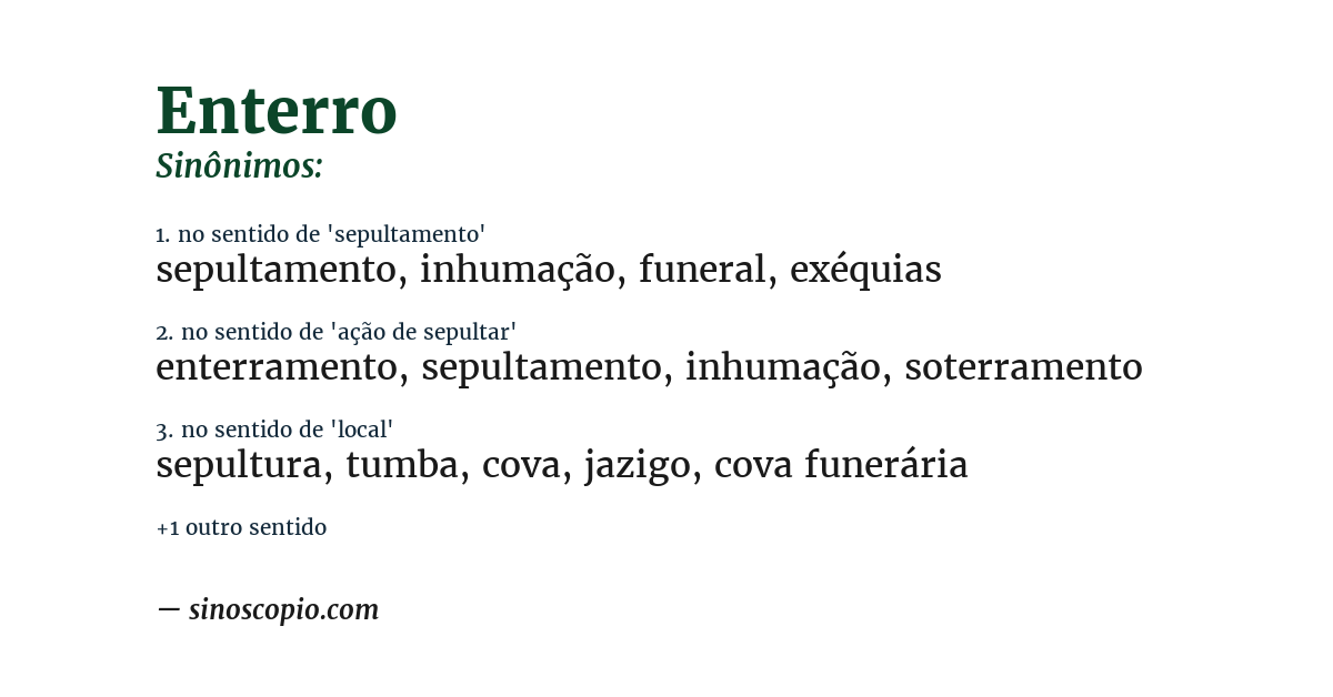 Sinônimo de enterro