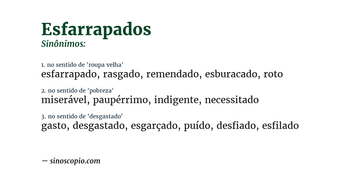 Sinônimo de esfarrapados