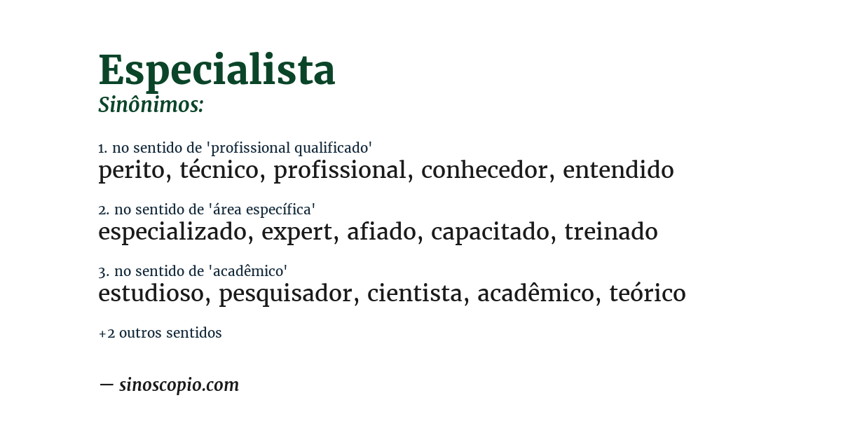Sinônimo de especialista
