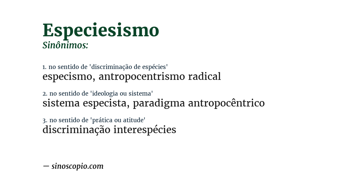 Sinônimo de especiesismo