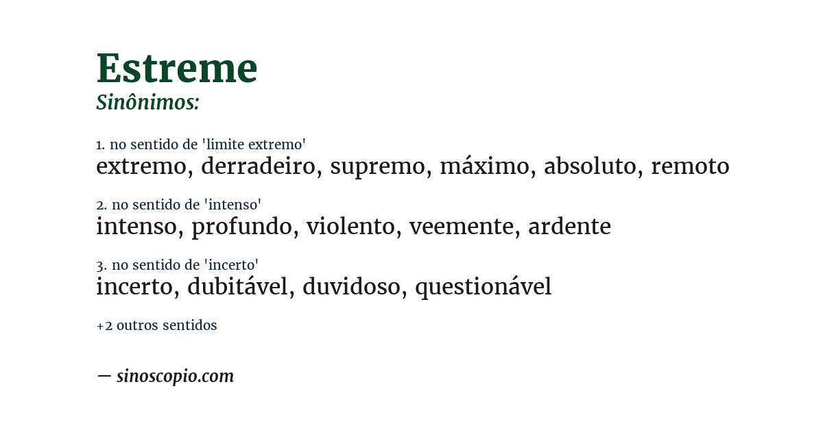 Sinônimo de estreme