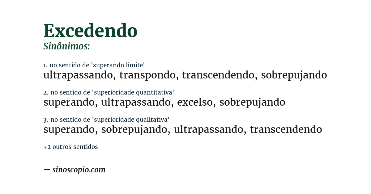 Sinônimo de excedendo