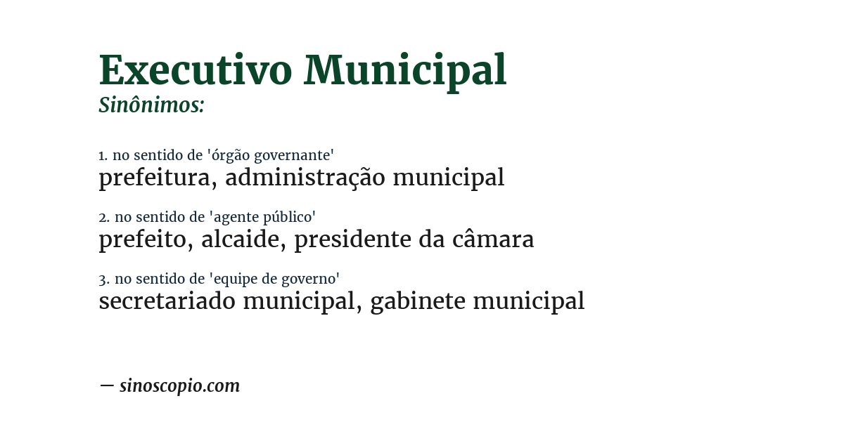 Sinônimo de executivo municipal