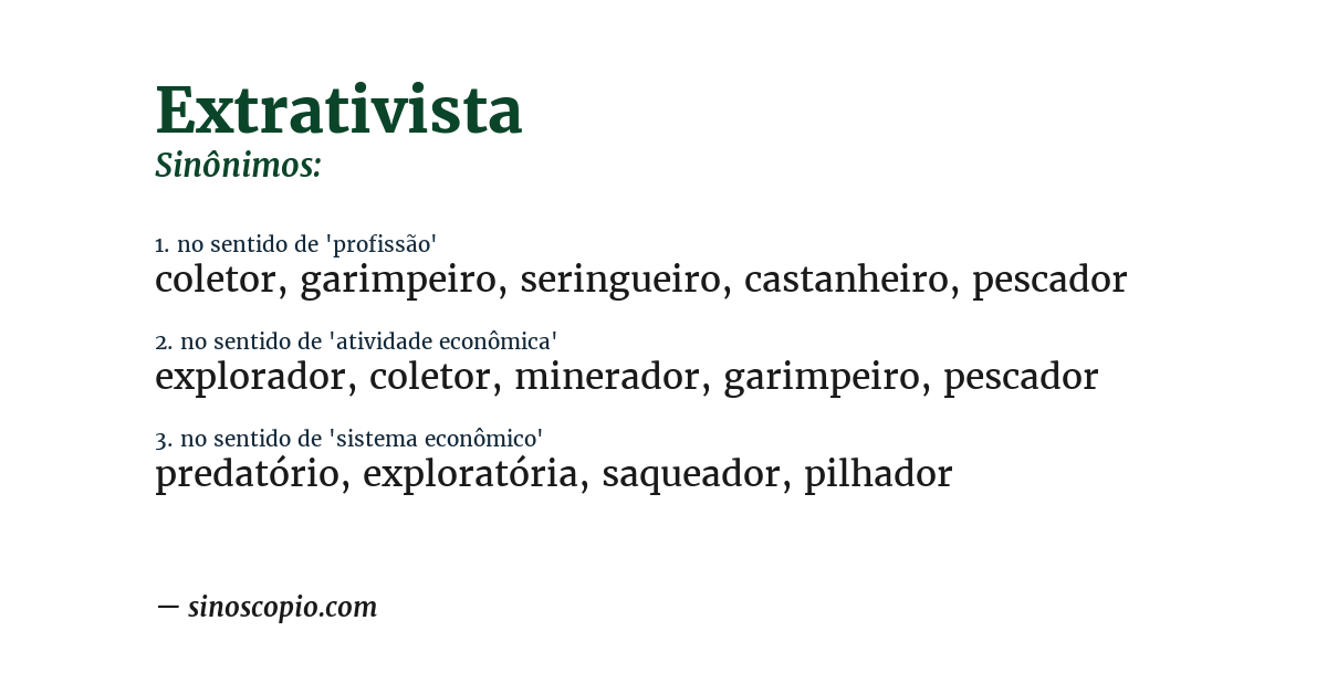 Sinônimo de extrativista