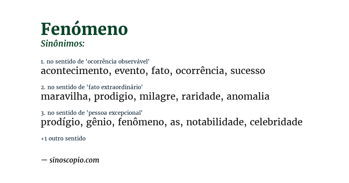 Sinônimo de fenómeno