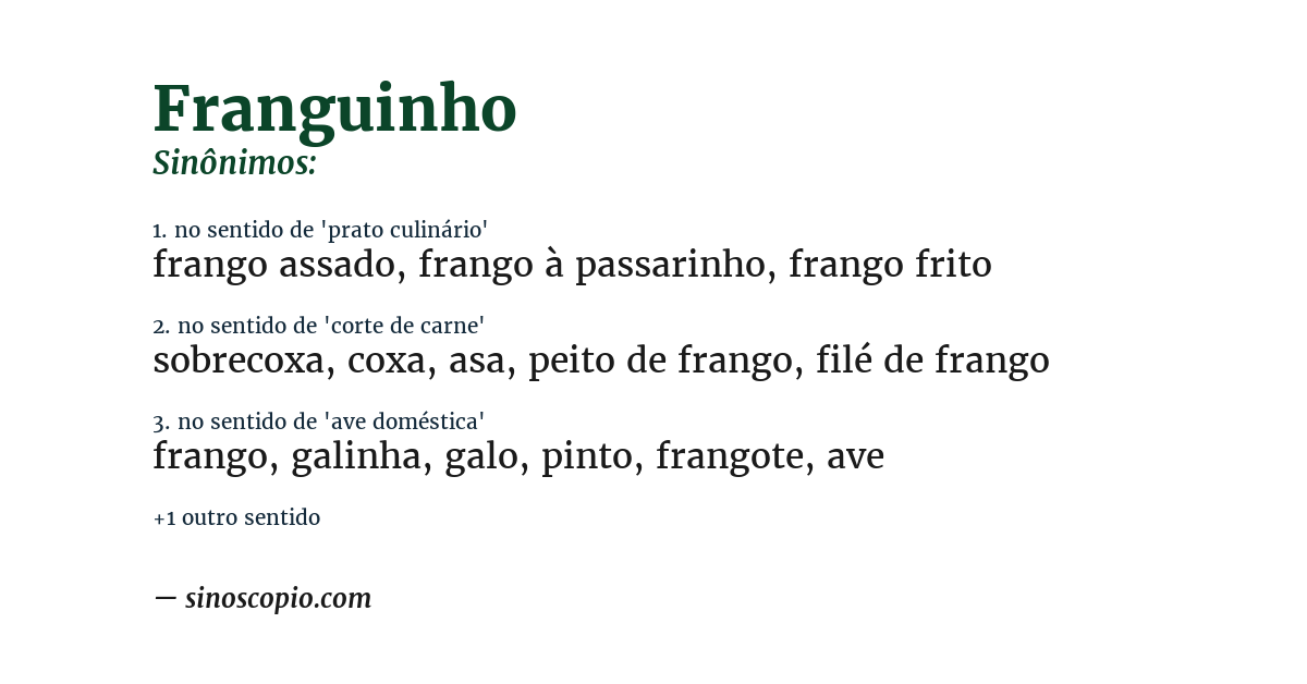 Sinônimo de franguinho