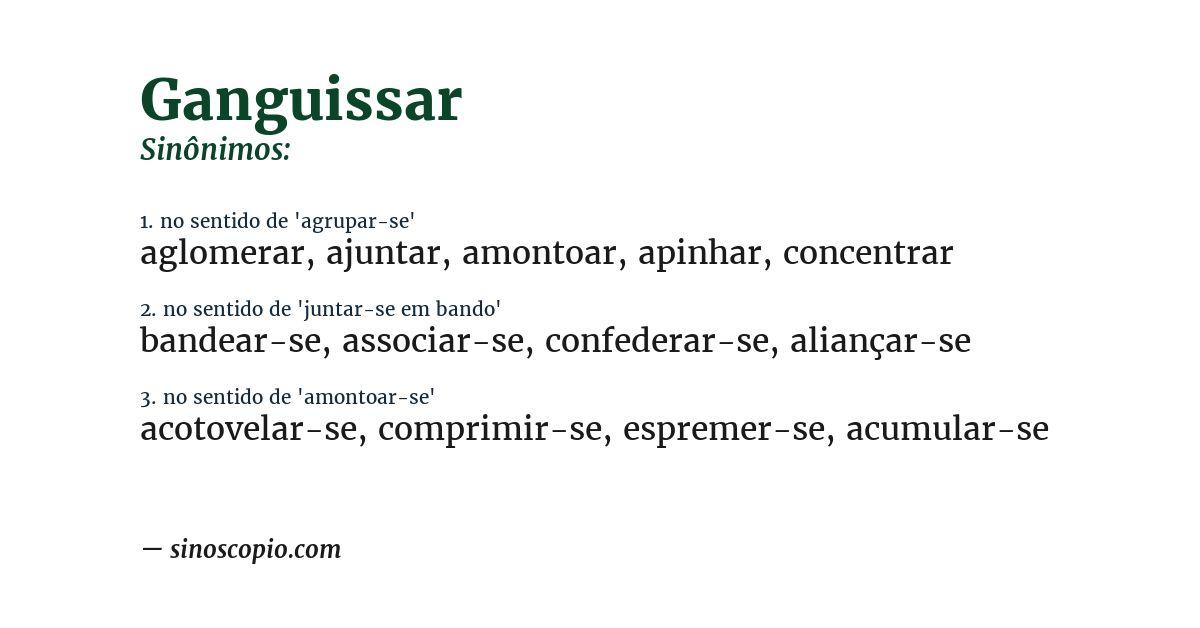 Sinônimo de ganguissar